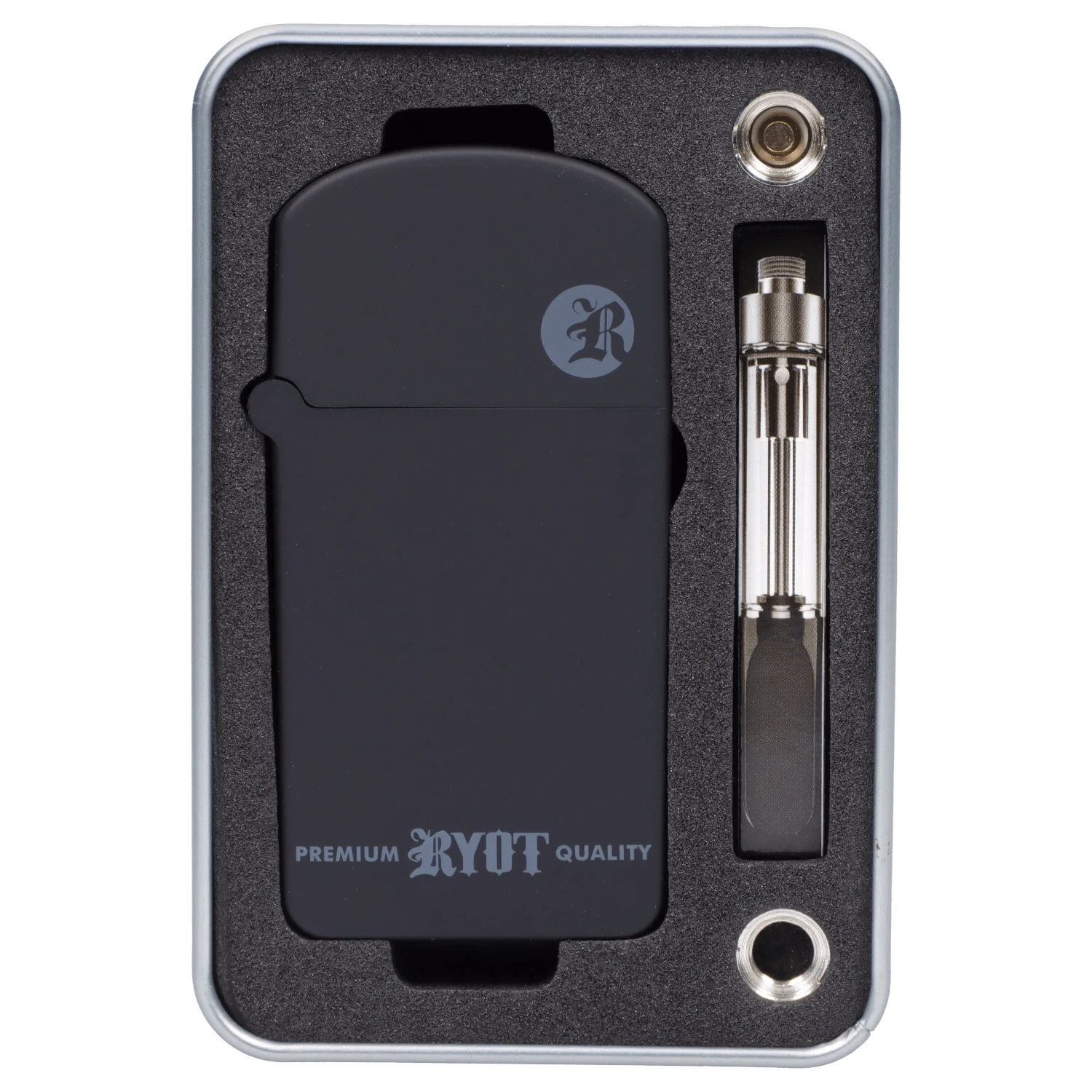 Front view of the RYOT - Verb 510 Battery - Black, shown vertically within a black recessed case.