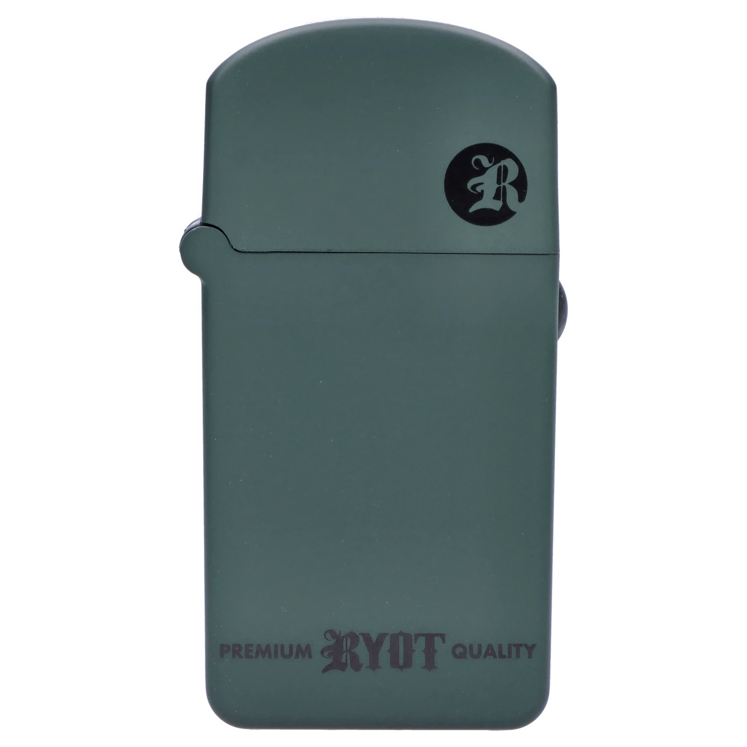 Front view of the RYOT - Verb 510 Battery - Olive, displaying its sleek, cylindrical shape against a plain white backdrop.