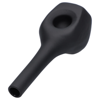 A close-up, angled view of the RYOT - Stand Up Spoon, showing its smooth, dark finish and simple, curved shape.