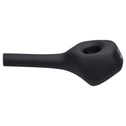 A side view of the RYOT - Stand Up Spoon, showing its curved shape and smooth, dark finish.