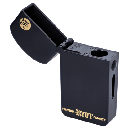 Front view of the RYOT - Verb 510 Battery in black and gold, showing its rectangular shape and sleek design.