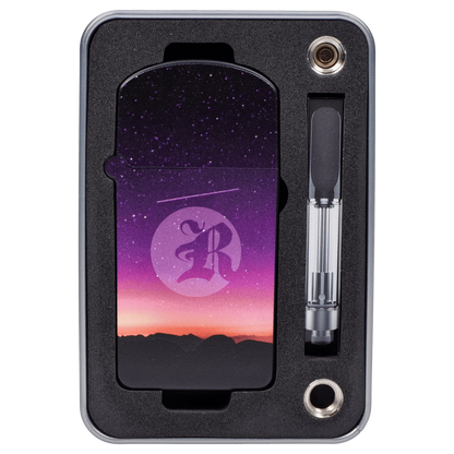 Front view of the RYOT - Verb 510 Battery - Night Sky displayed in its case, with a dark, starry background visible through the clear plastic.