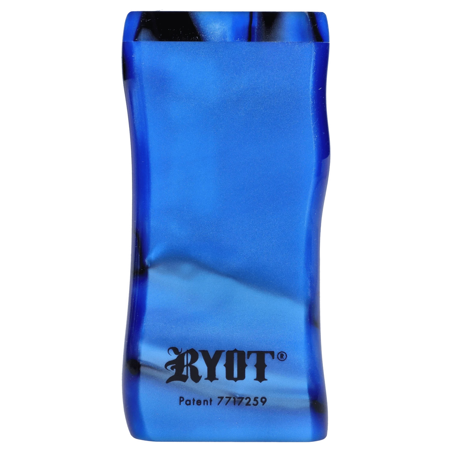 Front view of the RYOT Large 3 in. Acrylic Magnetic Dugout in Blue, displaying its smooth, rectangular shape.