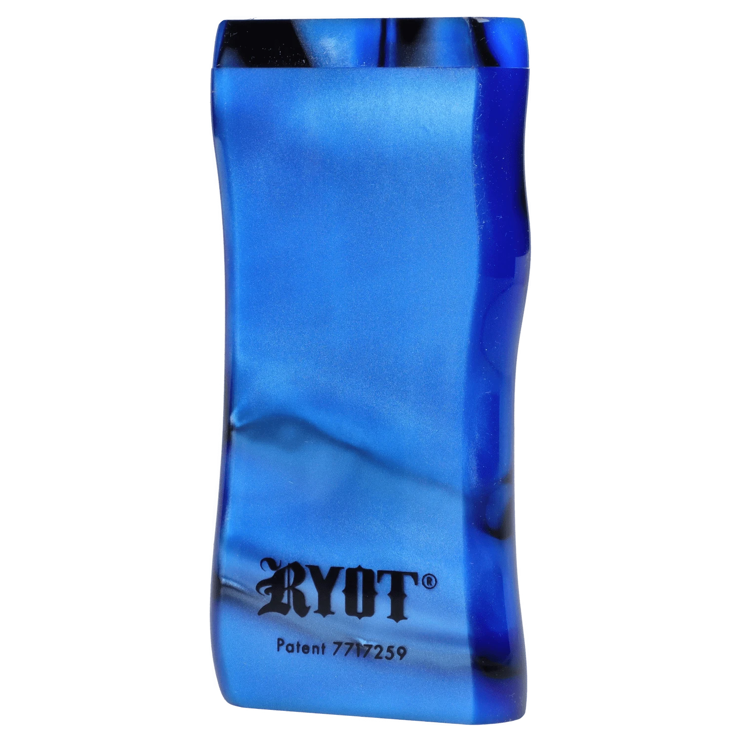 Front view of the RYOT Large 3 in. Acrylic Magnetic Dugout in Blue, showing its smooth, glossy surface and simple rectangular shape.
