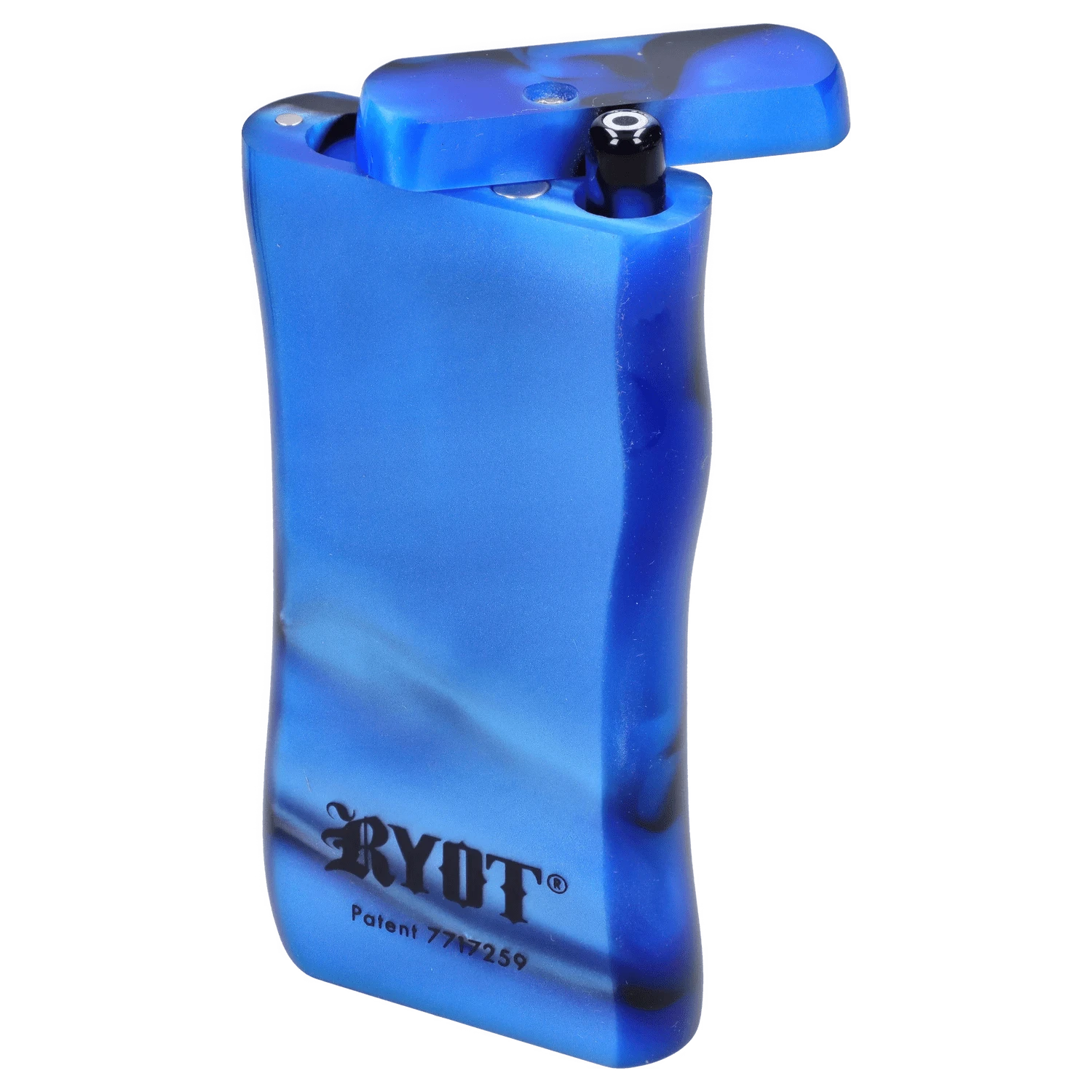 Front view of the RYOT Large 3 in. Acrylic Magnetic Dugout in blue, showing its compact rectangular shape.