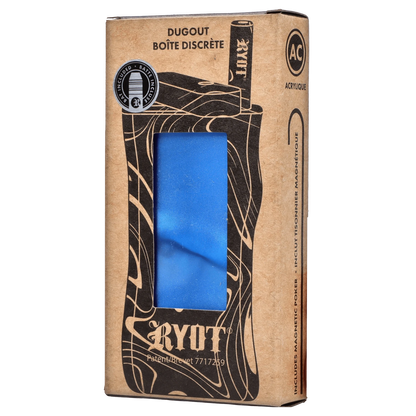 Front view of the RYOT Large 3 in. Acrylic Magnetic Dugout in blue, showing its rectangular shape and sleek, modern design.