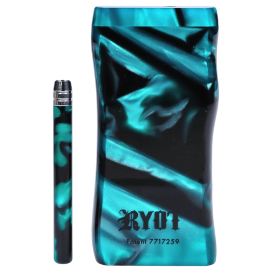 Front view of the RYOT Large 3 in. Acrylic Magnetic Dugout in Green, showcasing its sleek, rectangular shape and glossy finish.