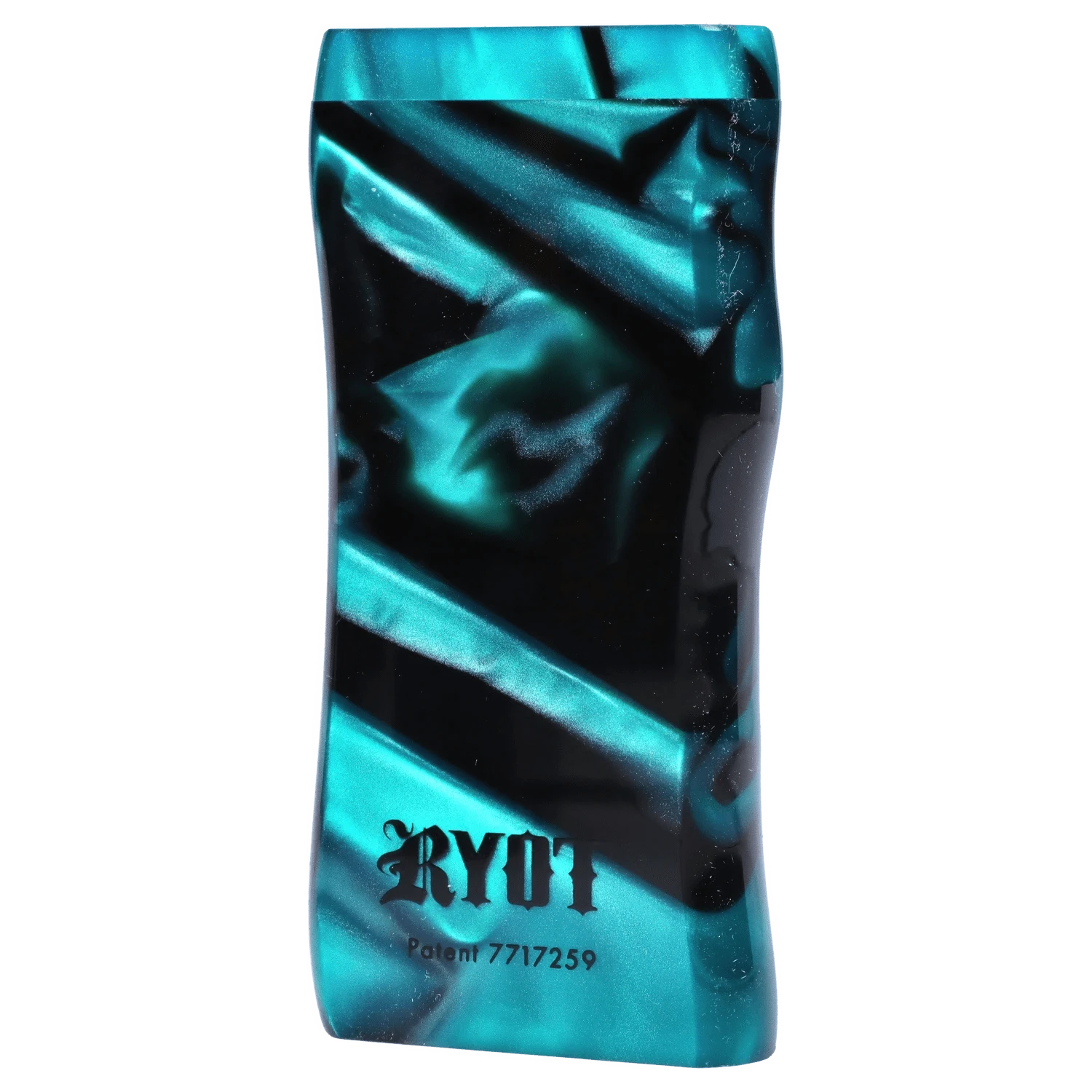 A front view of the RYOT Large 3 in. Acrylic Magnetic Dugout in Green, featuring a smooth, glossy finish and a simple, rectangular shape.