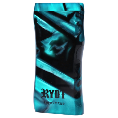 A front view of the RYOT Large 3 in. Acrylic Magnetic Dugout in Green, featuring a smooth, glossy finish and a simple, rectangular shape.