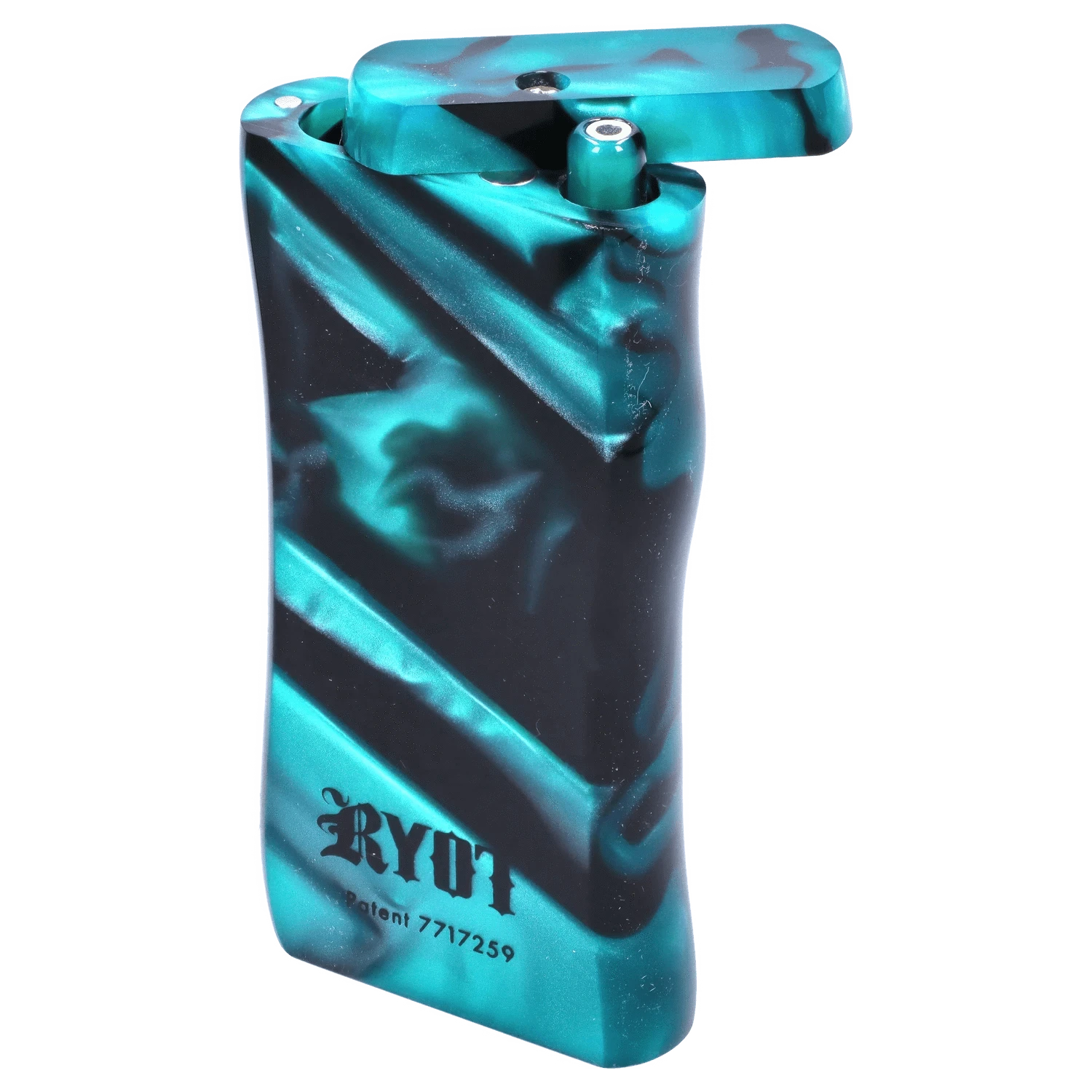 A close-up of the RYOT Large 3 in. Acrylic Magnetic Dugout in green, showcasing its sleek, rectangular shape and magnetic closure.