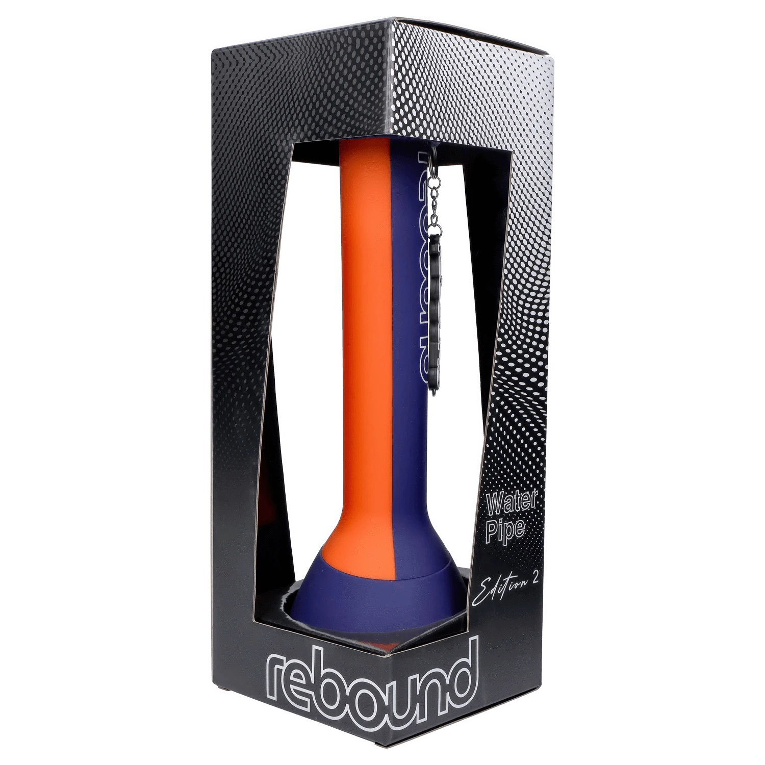 Front view of the Rebound Edition 2 beaker, featuring a blue base transitioning to orange, against a dark background.