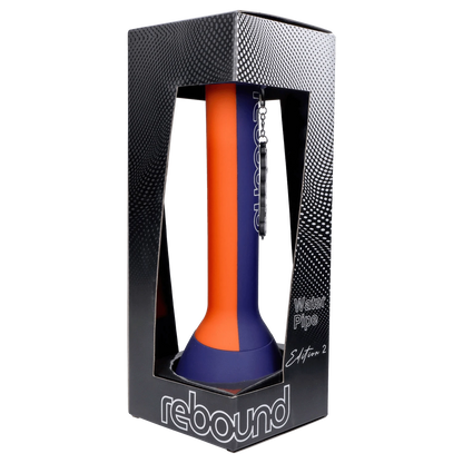 Front view of the Rebound Edition 2 beaker, featuring a blue base transitioning to orange, against a dark background.