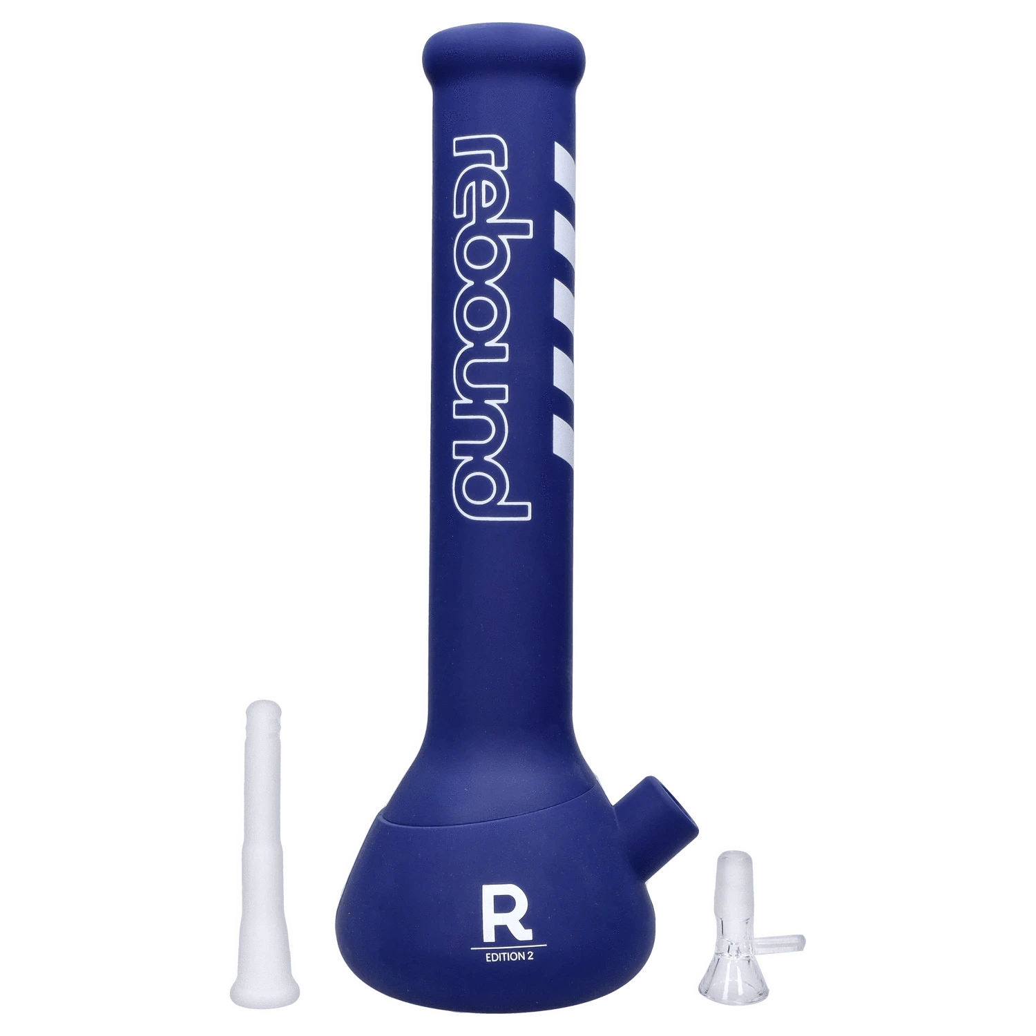 Front view of the Rebound Edition 2 beaker in blue, displaying a simple, clean design against a plain white background.