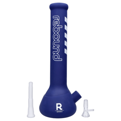Front view of the Rebound Edition 2 beaker in blue, displaying a simple, clean design against a plain white background.