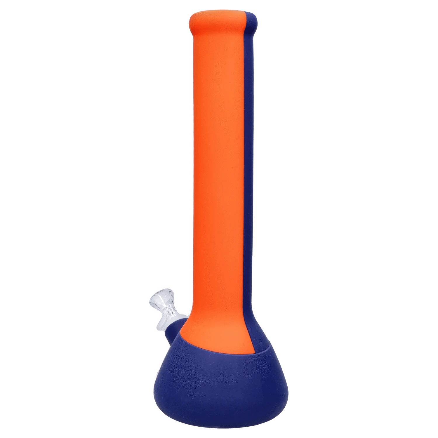 Front view of the Rebound Edition 2 beaker, featuring a blue base transitioning to an orange top.