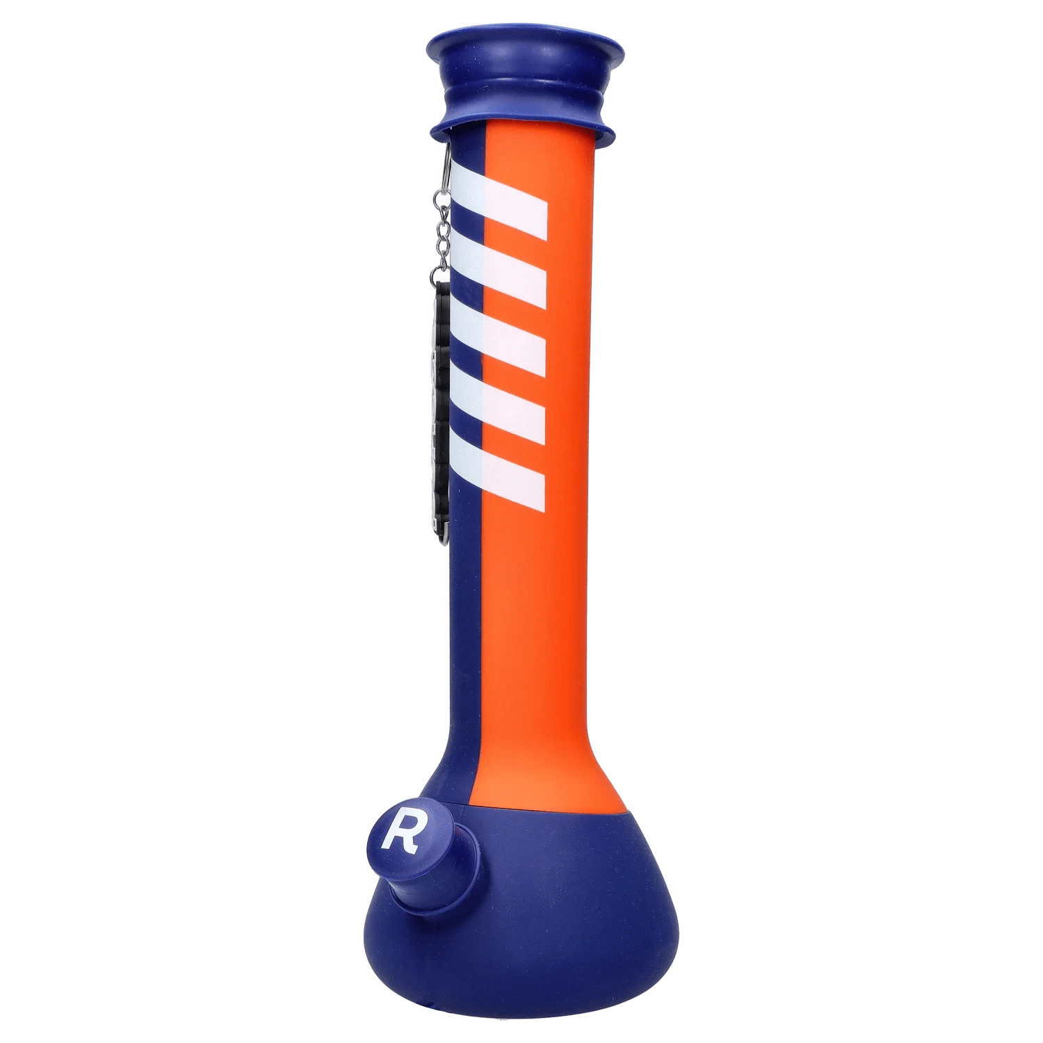 A front view of the Rebound Edition 2 beaker, featuring a blue base transitioning to orange, with a simple, clean design.