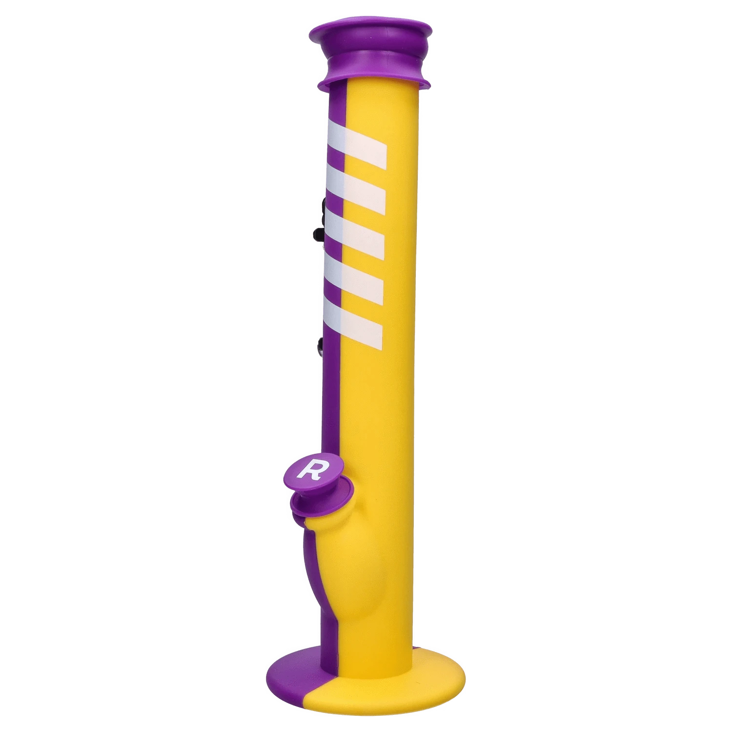 Front view of the Rebound Edition 2 - Straight - Purple & Yellow, showcasing its vibrant two-tone glass construction.