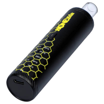 Close-up of the HoneyStick HRB, displaying a temperature scale on its black cylindrical body.