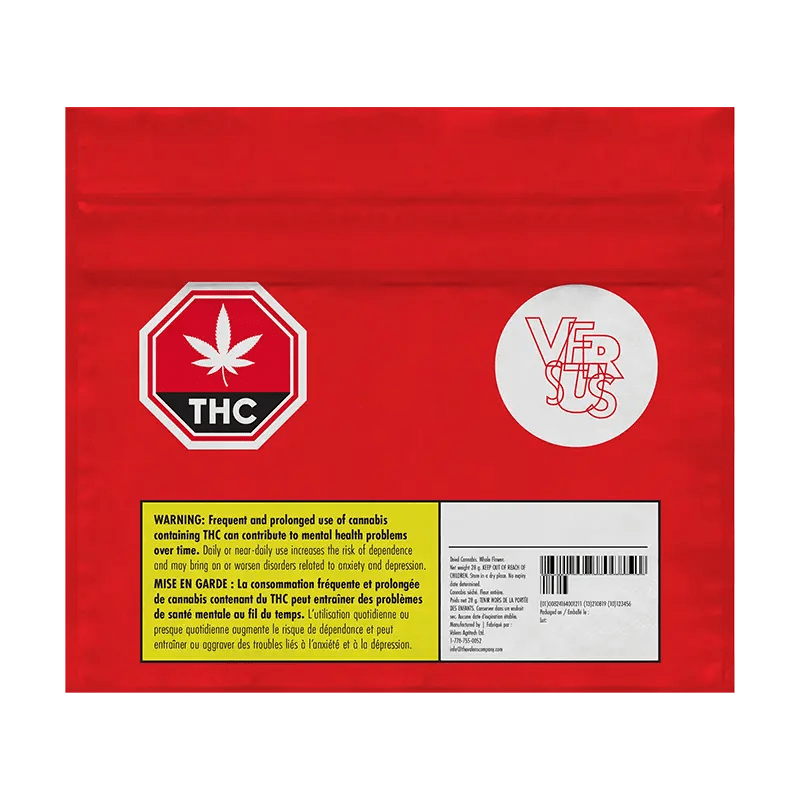 Front view of the Death Star Pre Rolled 3 x 0.5 g packaging with a warning sign and the brand’s logo on a bright red background.