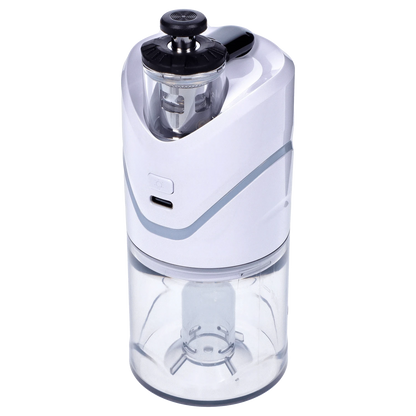 Front view of the white Yocan iCan Kit, displaying its compact, cylindrical design and clear, visible components.
