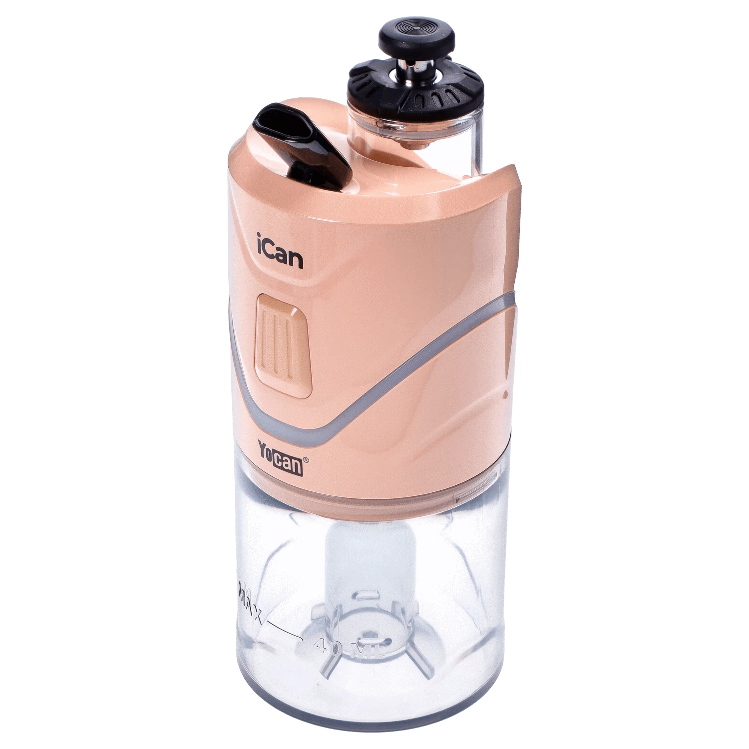Front view of the Yocan iCan Kit – Peach, showing a peach-colored vaping device with a sleek, modern design.