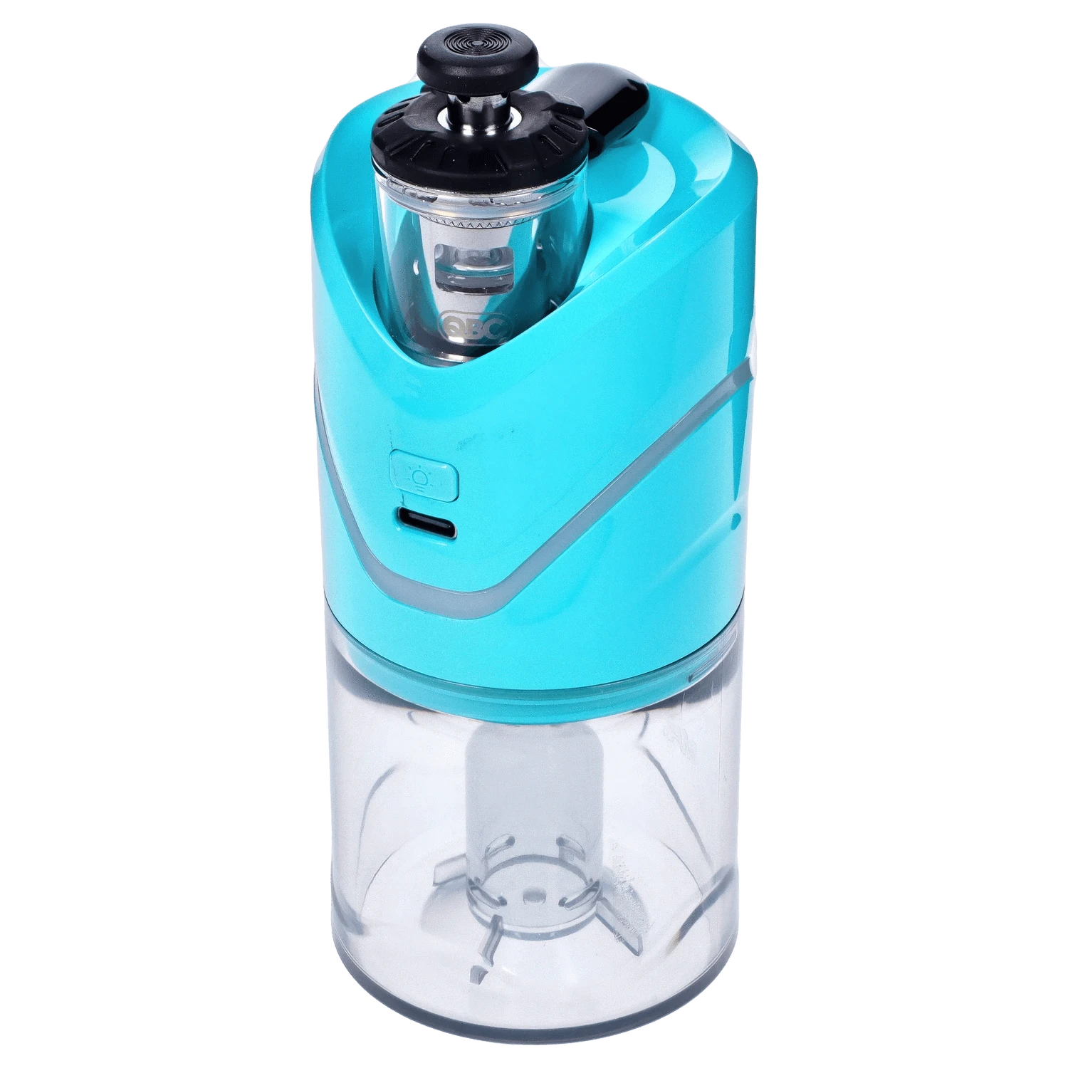 Front view of the Yocan iCan Kit – Teal, displaying a teal-colored, cylindrical device with a glossy finish and a sleek, modern design.