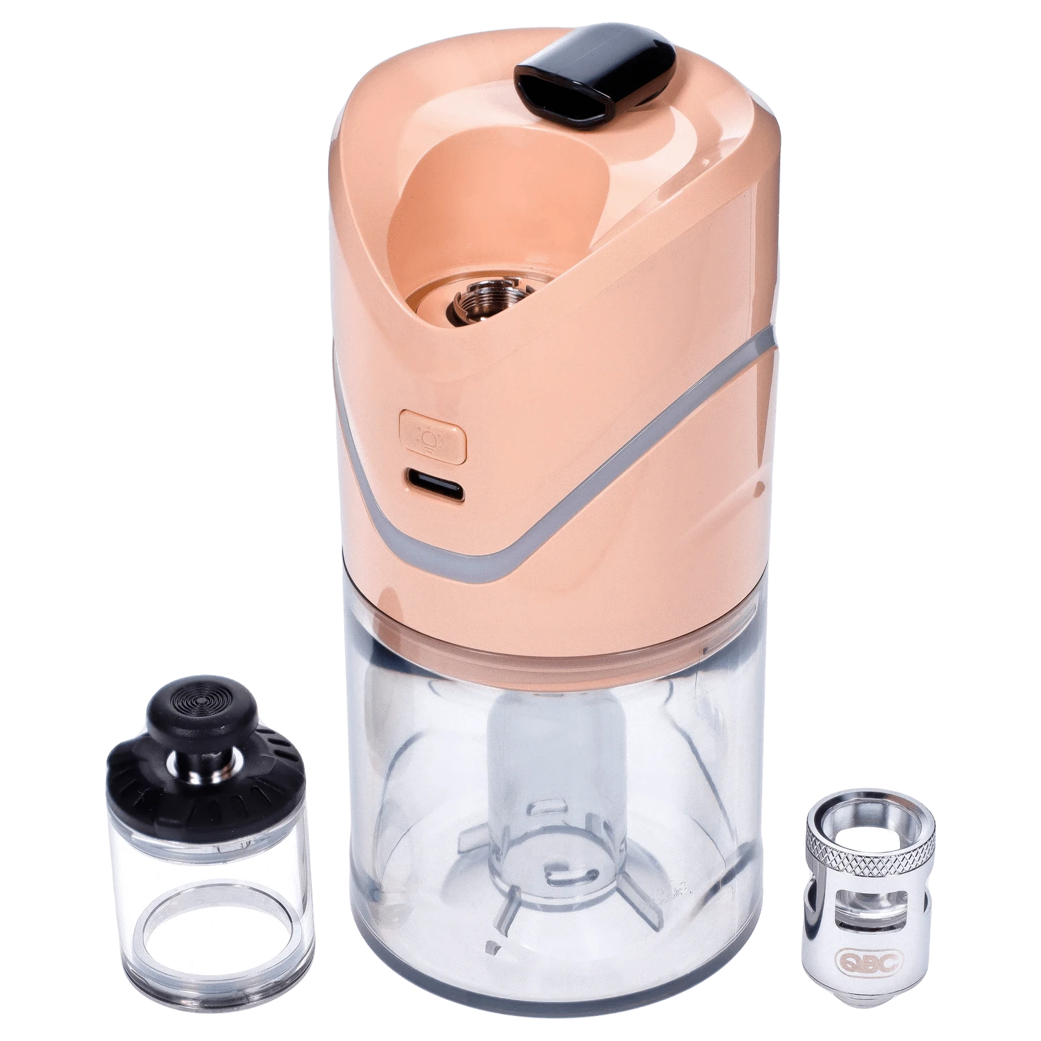 A slightly angled view of the Yocan iCan Kit – Peach, showcasing the device’s components against a plain white background.