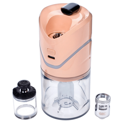 A slightly angled view of the Yocan iCan Kit – Peach, showcasing the device’s components against a plain white background.