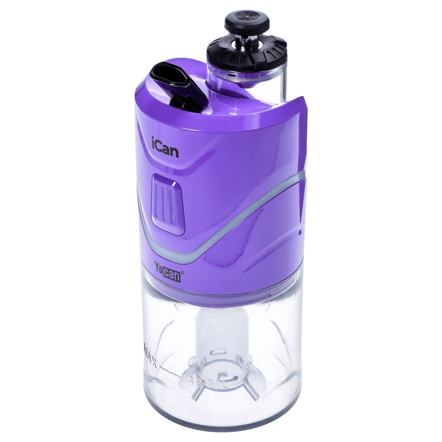 Front view of the purple Yocan iCan Kit, showcasing its compact size and simple, rounded design.