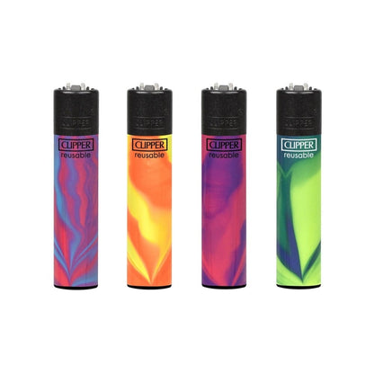 Front view of the Clipper Classic Large Tri-Nebula Carousel lighter, showing its colorful, swirling nebula design.