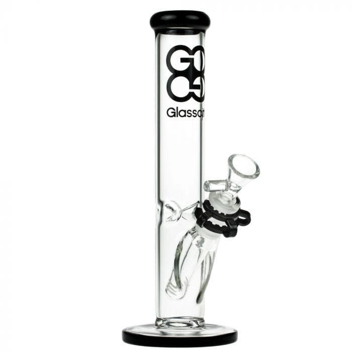 A front view of the 10-inch Glasscity Ice Beaker water pipe, featuring a black accent and simple beaker shape.