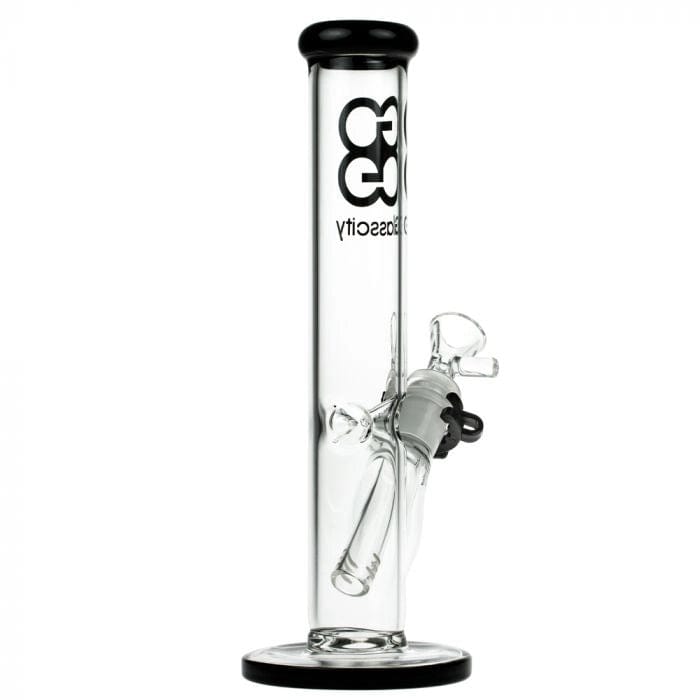 Front view of the 10-inch Glasscity Ice Beaker water pipe, featuring a black base and simple beaker shape.