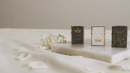 Queen of Bud Zippo Black Obsidian Dark Rose