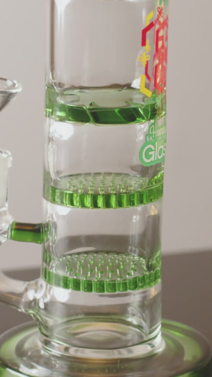 Valiant Bent Neck Dab Rig w/ Triple Honeycomb - Green - 9.5in.