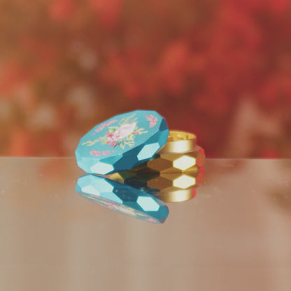 Famous Design Floral Lush Aluminum 2 Stage Grinder - Teal and Gold